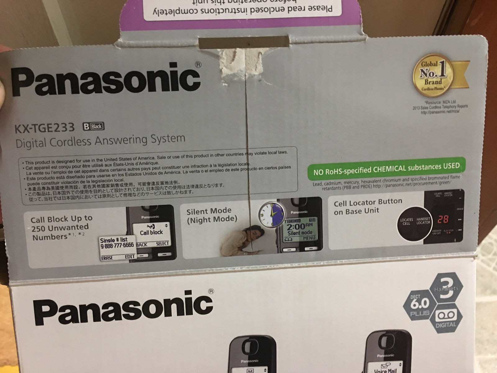 Panasonic KX-TGE233B Expandable Cordless Digital Phone Set with Large Keypad