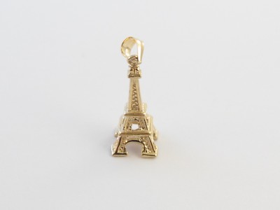 Pre-owned Preciousgold4you 14k Yellow Gold Paris Eiffel Tower Charm Pendant
