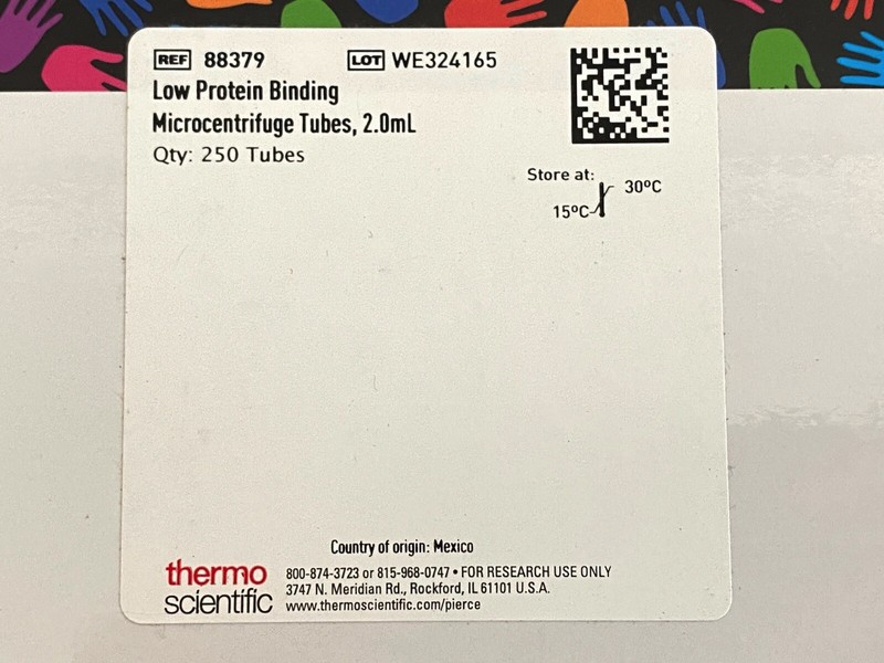 (250/Pk) THERMO 2mL Low Protein Binding Microcentrifuge Tubes 88379