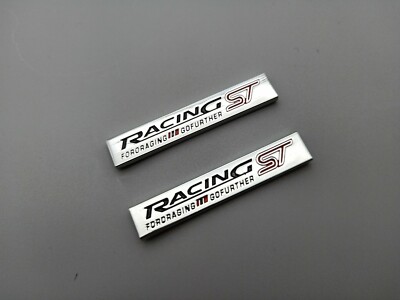 2PCS Silver/Black Ford Racing ST Car Fender Emblem Badge Trunk Decal Stickers