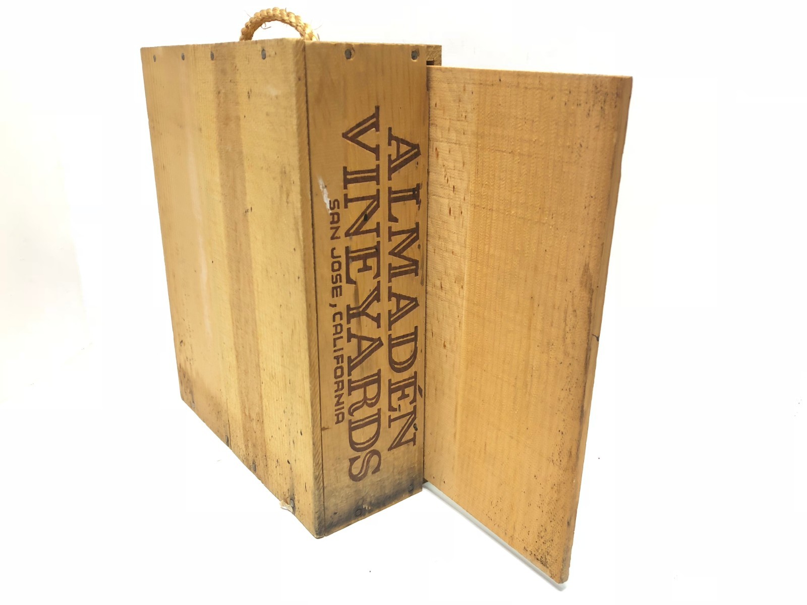 Vintage Almaden Vineyards California Wood Wine Crate Box with Sliding Lid