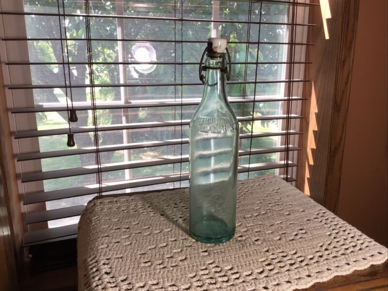 Antique Aqua Glass Beechnut Bottle Canajoharie NY 