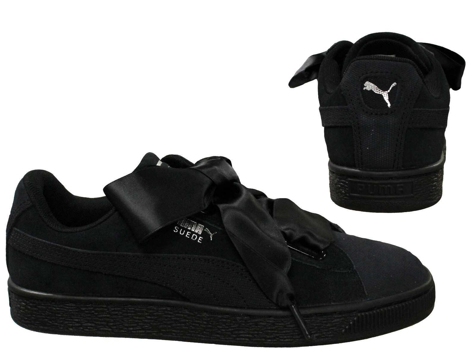 Dettagli su Puma Suede CUORE Pebble Lacci Da Donna Sneaker Basse Nero 365210 04 D20 mostra