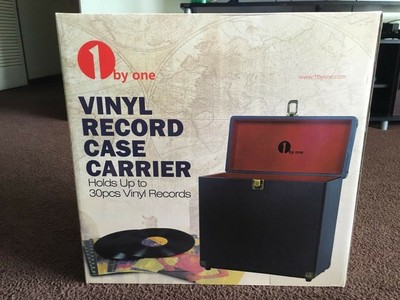 1byone Vinyl Record Storage Case for 30 Albums, Black BRAND NEW