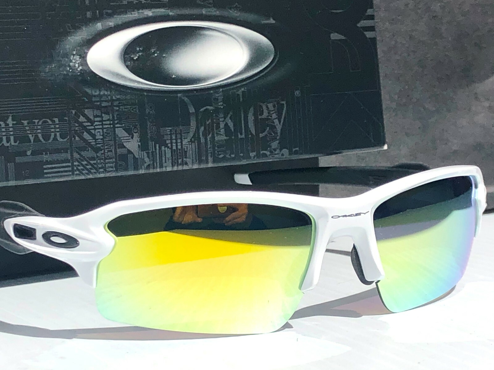 NEW* Oakley FLAK 2.0 WHITE w POLARIZED Galaxy Gold Lens