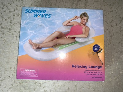 SUMMER WAVES Inflatable~Relaxing Lounge Pool Float~over 5ft long~New In Box