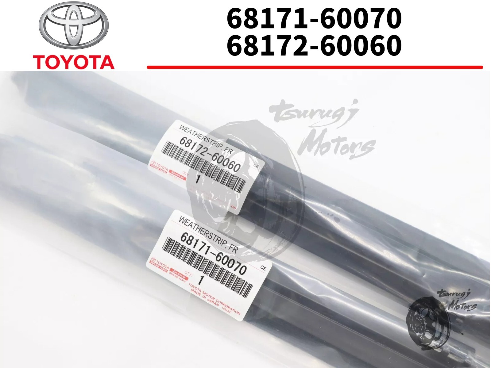 Toyota Genuine Weatherstrip, Front door glass, Inner RH LH