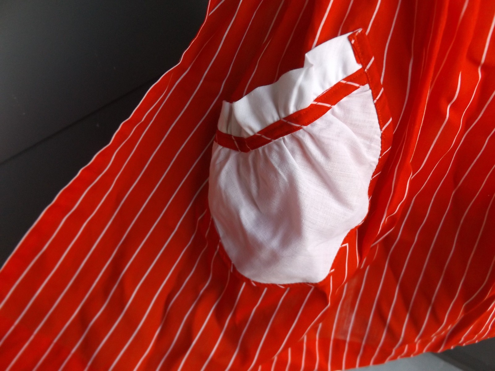 Amazing Handmade Vintage Red Striped Valentines Half Apron Rockabilly Valentine