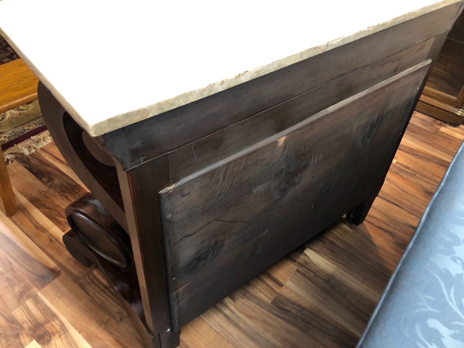 Magnificent Antique Revival Style Rosewood Marble-top Pier Table w/ Mirror Back