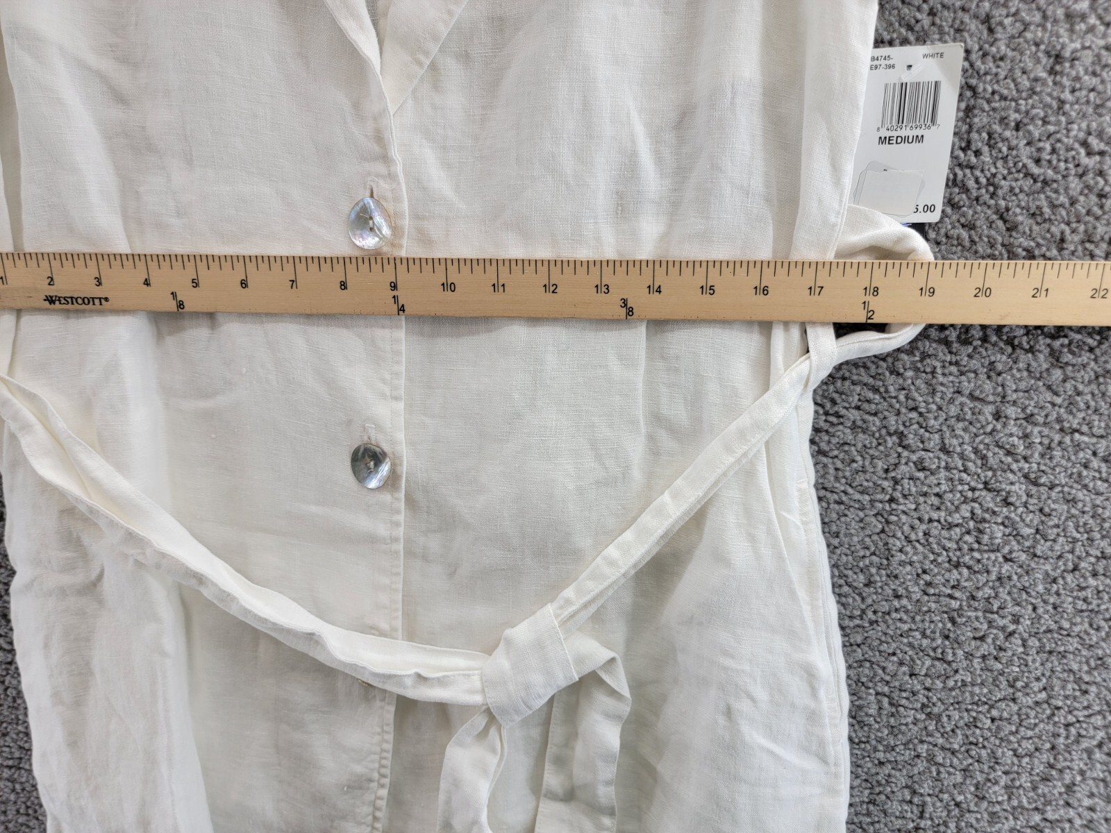 Bella Dahl Linen Belted Blazer Dress Women's M White Collated Button Closure - Picture 6 of 16