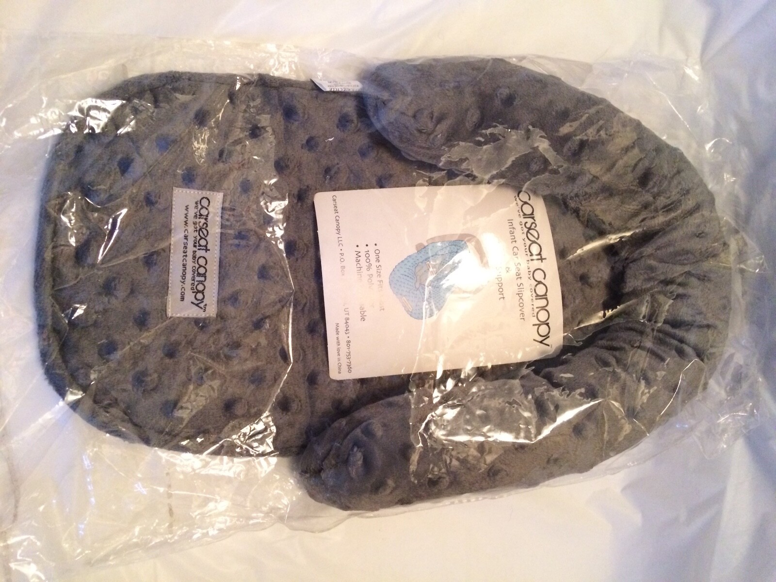 carseat slip cover & head support, gray, new
