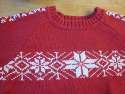 Hanna Andersson Handsome Red Nordic Style Cotton Sweater Sz 120 5 6 Snowflake