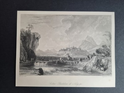 Antique 1843 print - Cotton Plantations at Ning-po - Ningbo - China - Allom