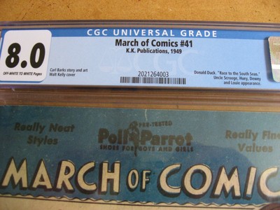 MARCH OF COMICS 41 CGC 8.0 DONALD DUCK UNCLE SCROOGE BARKS 1949 HIGH GRADE