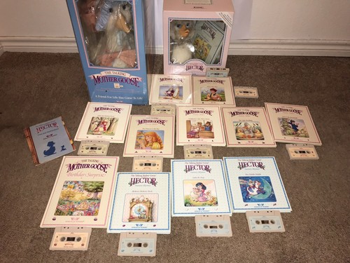 VINTAGE WORLDS OF WONDER MOTHER GOOSE AND HECTOR,12 BOOKS 12 TAPES, EXTRA OUTFIT