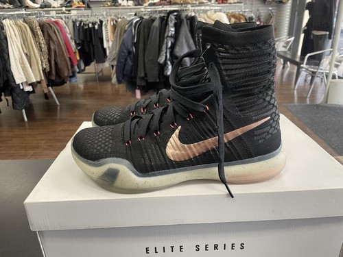 NIKE KOBE X ELITE SE HIGH USED SIZE 8.5 ROSE GOLD BLACK LAVA