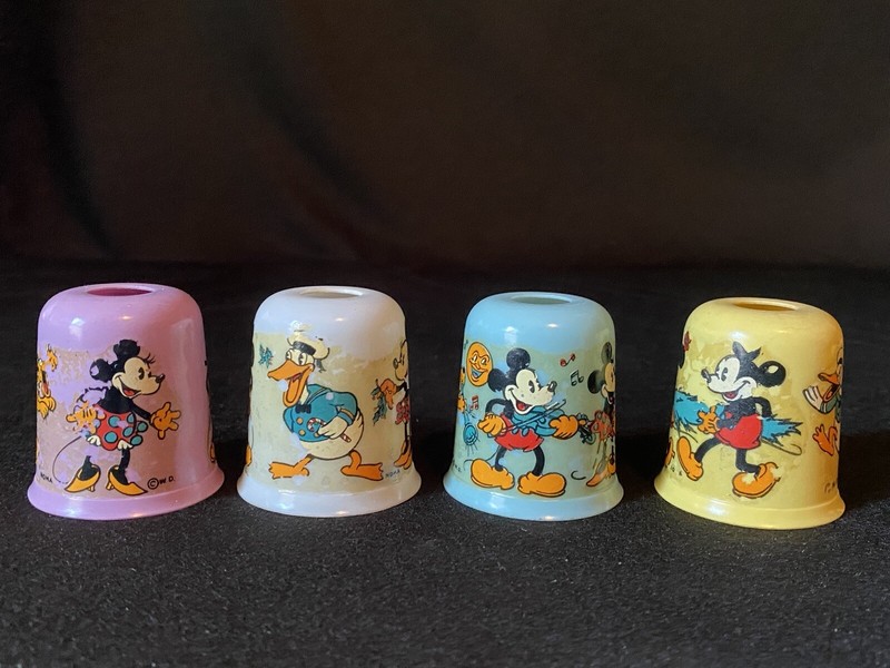 Vintage Set 4 Noma Disney Mickey Minnie Pluto Bell Shape Replacement Light Cover
