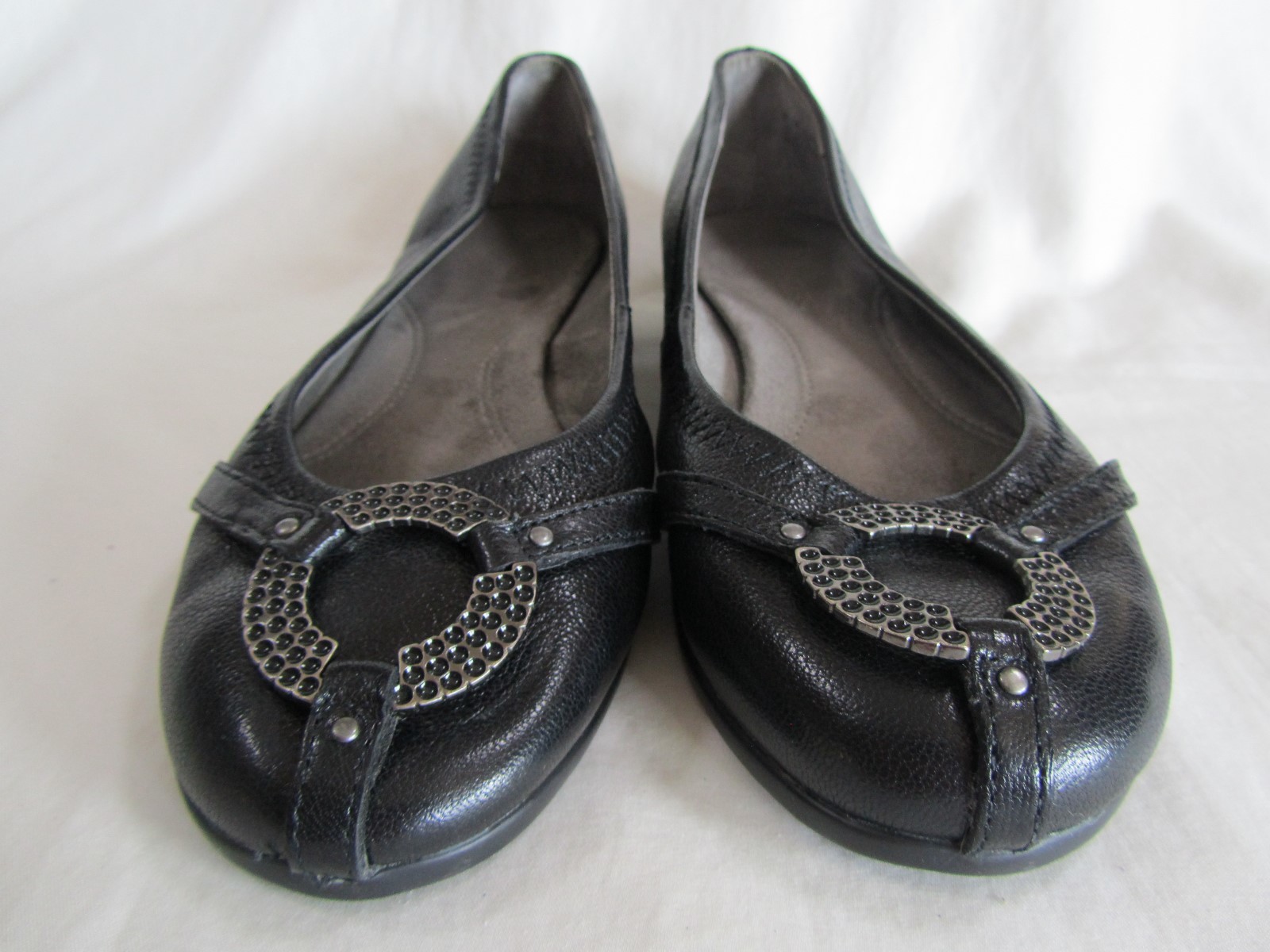 Aerosoles Rebecca Flats Black Leather Women Size 8.5M Memory Foam NWOB (S22)