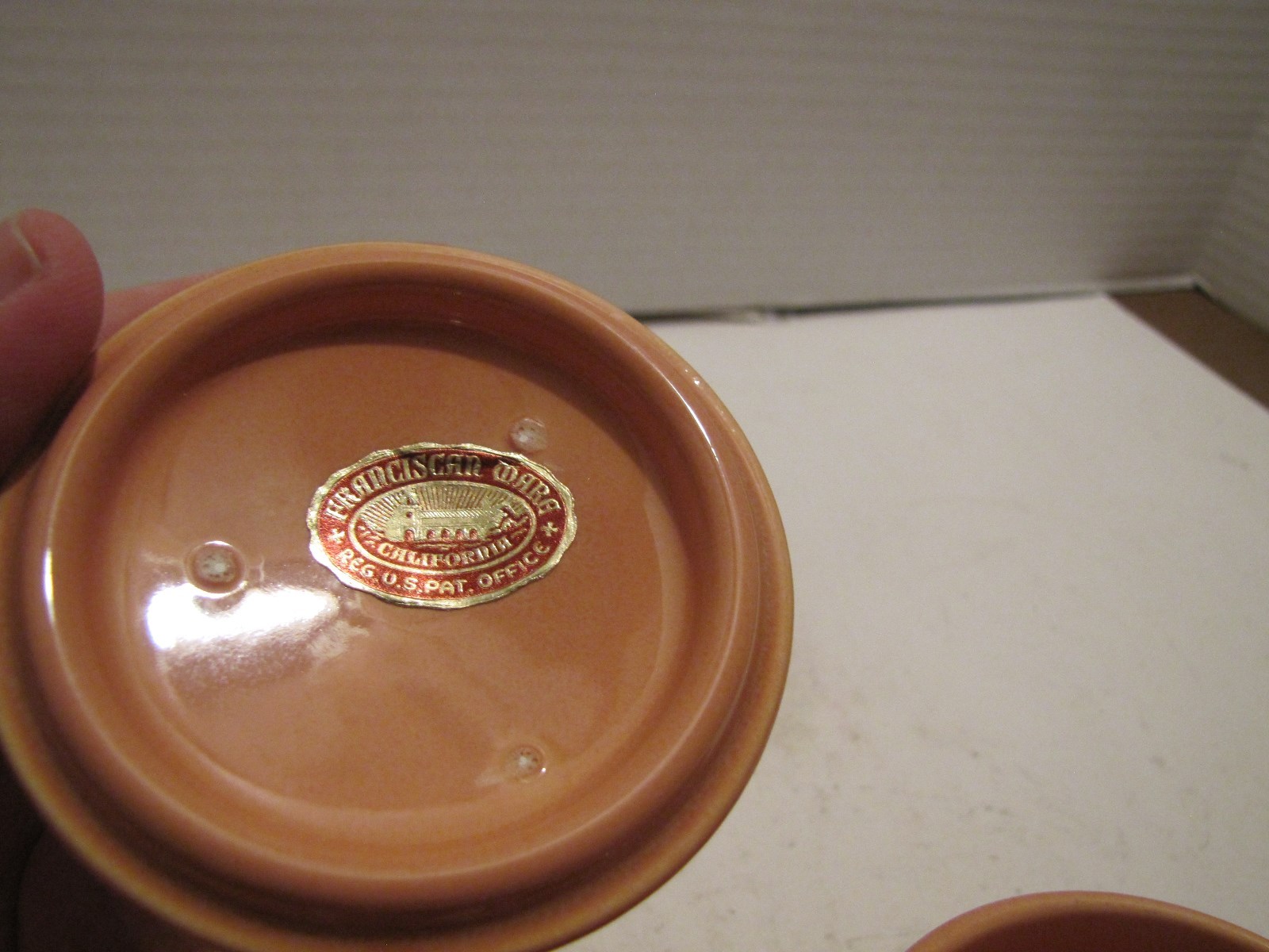 VINTAGE FRANCISCAN WARE SMALL SUGAR CREAMER SET PINK W/STICKERS CLEAN