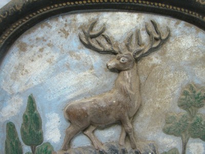 Antique Cast Iron Fireplace Summer Cover Insert Deer Stag Cabin Elk Fire Place