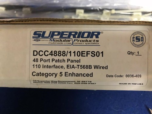 Superior Modular Products 48-Port Patch Panel DCC4888/110EFS01 110 Interface