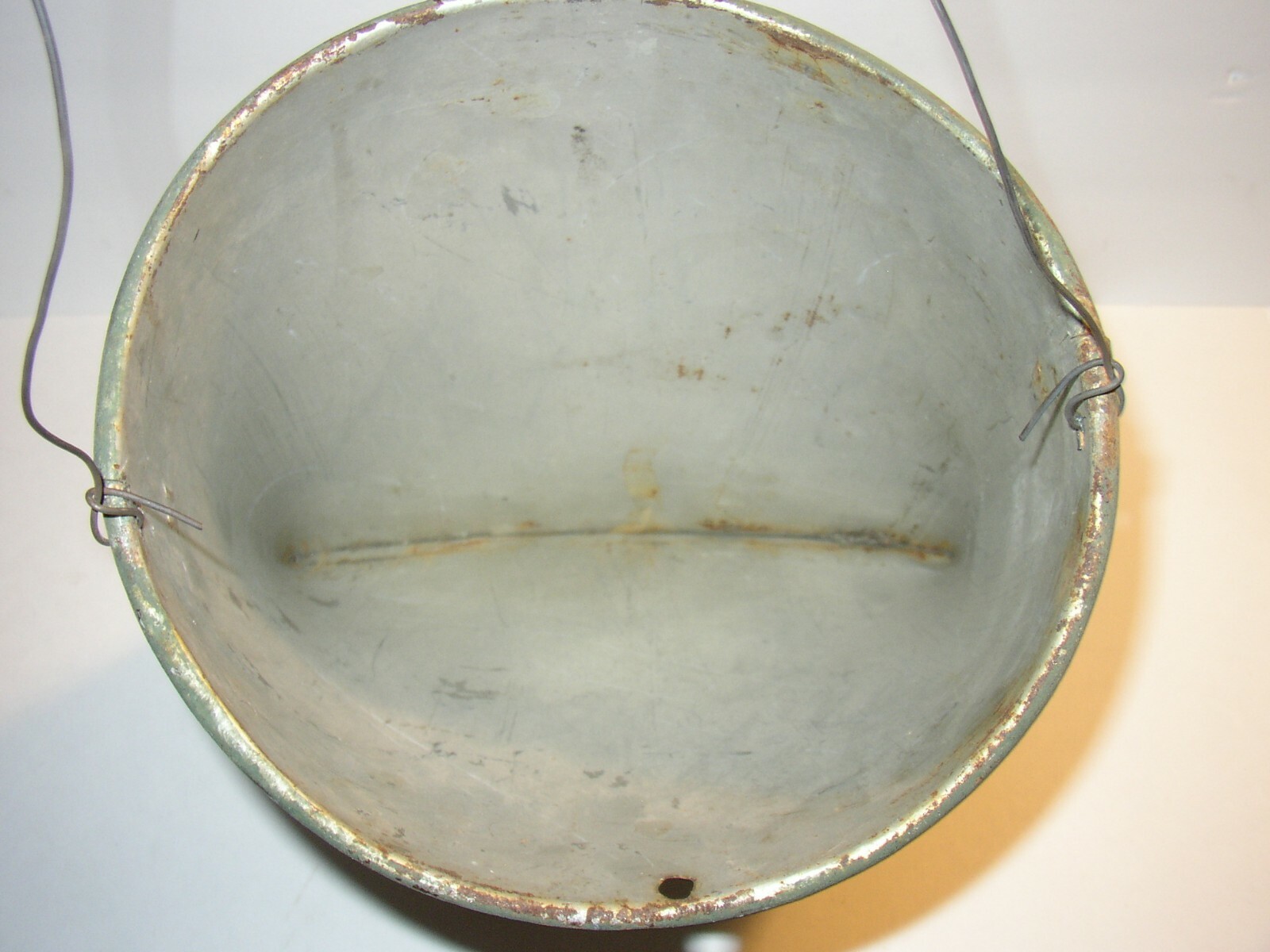 Rustic Primitive Green Painted Metal Wall Pocket French Country Plant Holder