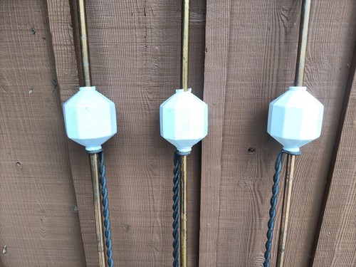 SINGLE Antique Copper Lightning Rod with White hexagonal D&S Ball VGC Burnished