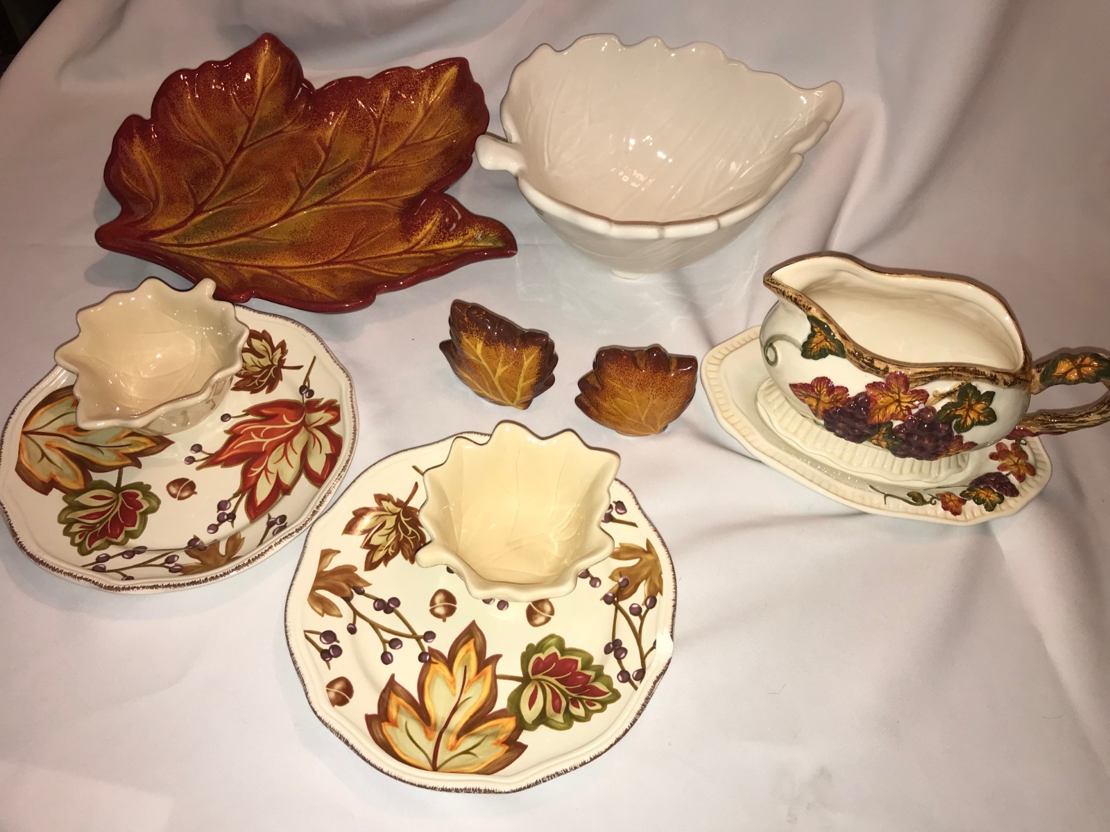 THANKSGIVING Table Serving Pieces - Leaf Motif - Beautiful!