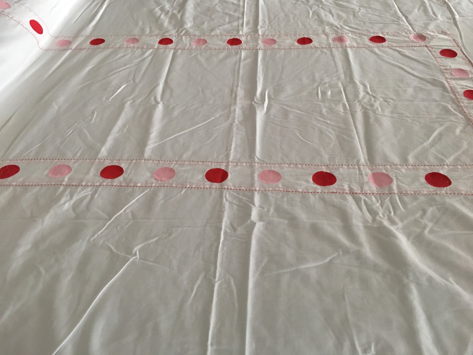 Pottery Barn Kids White Polka Dot Cotton Lined Duvet Cover Red Pink Dots