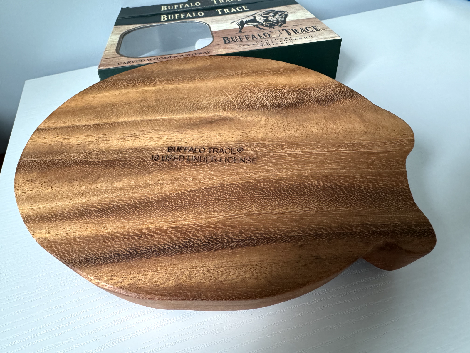 Buffalo Trace Carved Wooden Cigar Ashtray - New