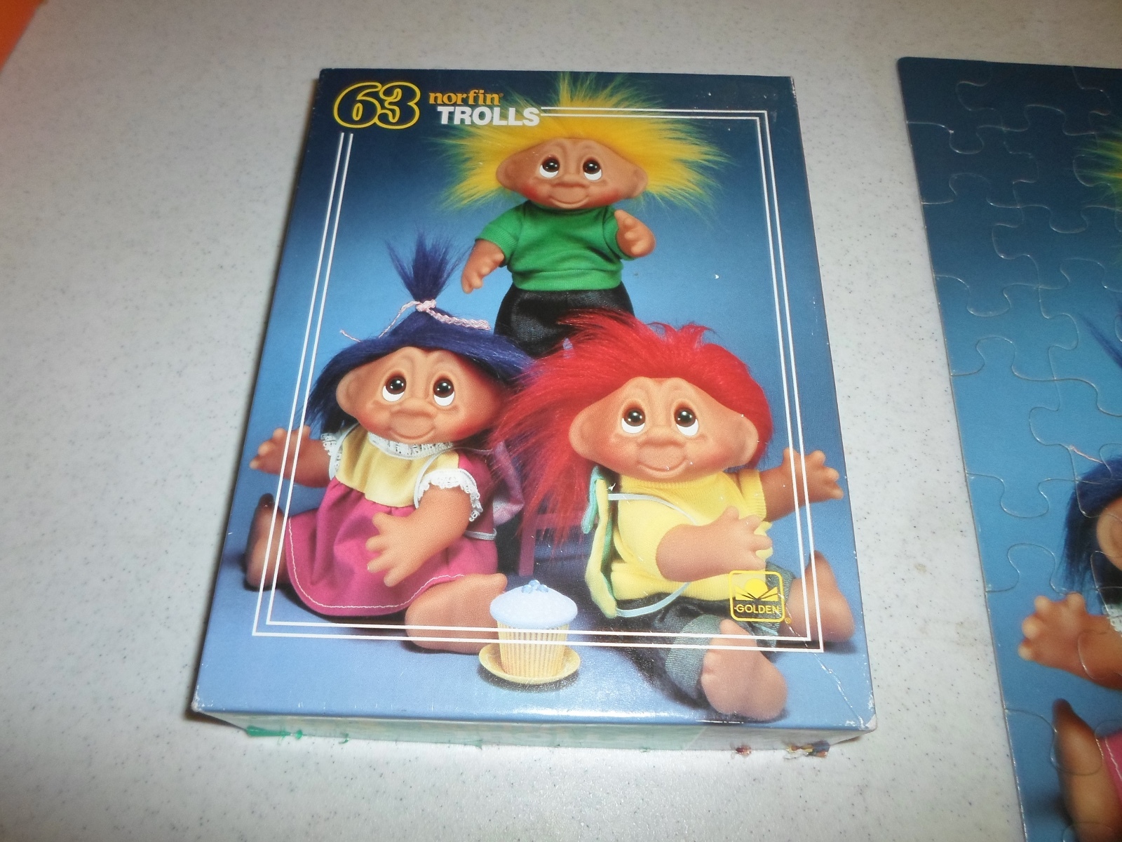 100% Complete! Troll Doll 63 Piece Puzzle Birthday Cupcake Cake Party Red Yellow