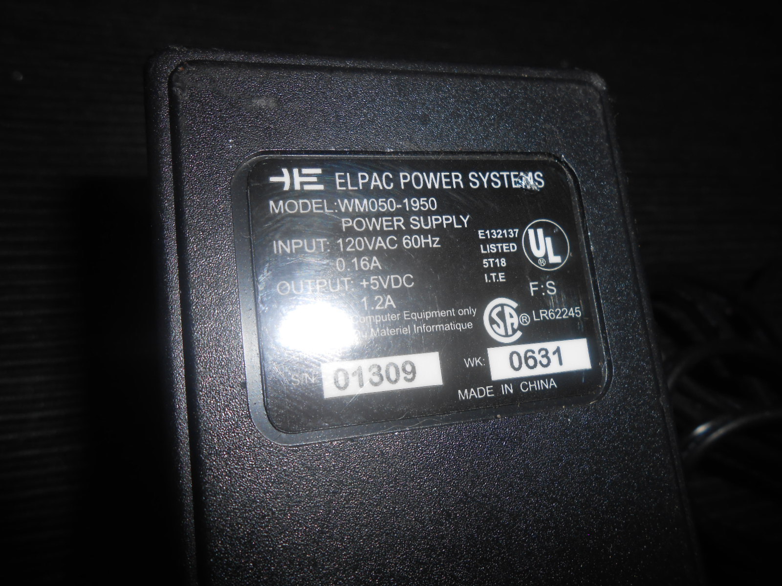 Pitney Bowes/Elpac Scale Power Box Power Supply WM050-1950