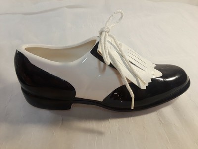 Vintage Enesco Planter Mens Dress Tap Shoe w/ Spat, Magician Theater Saddle Shoe