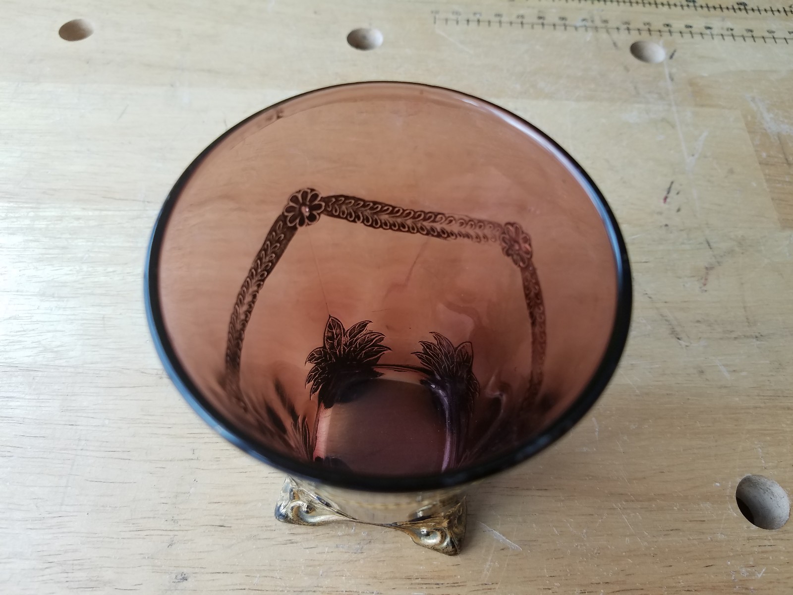 EAPG . tumbler , SWAG with BRACKETS ,  amethyst and gold  , JEFFERSON GLASS CO.