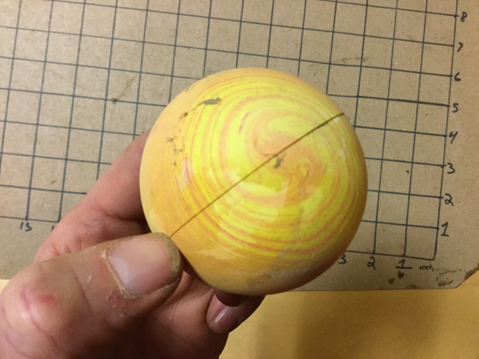 vintage BALL -- UNMARKED but for MADE IN USA, swirled #1