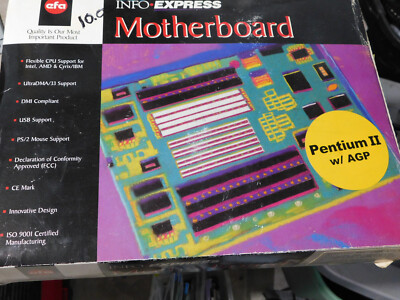 Magellan EBX E6BX-ATX Motherboard PII Intel 440BX Chipset 4 PCI, 3ISA, 1 AGP NOS
