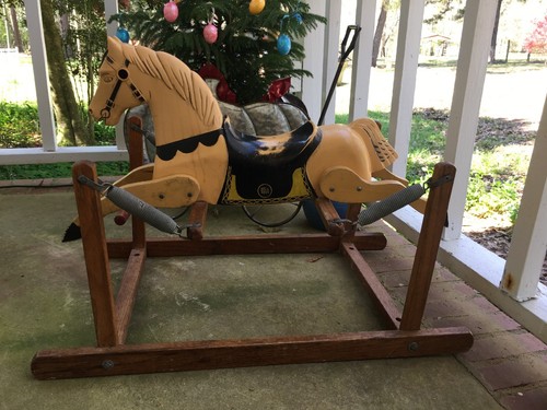 YEEHAW!! 1950s Vintage RICH?TOYS ROCKING?HORSE Small Scale Wood Plastic Rare