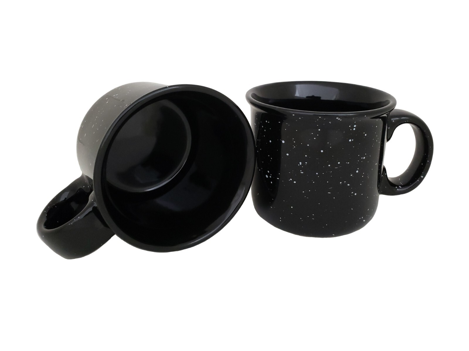 14oz Ceramic Campfire Coffee Mugs Set of 4, Black with Speckled Finish