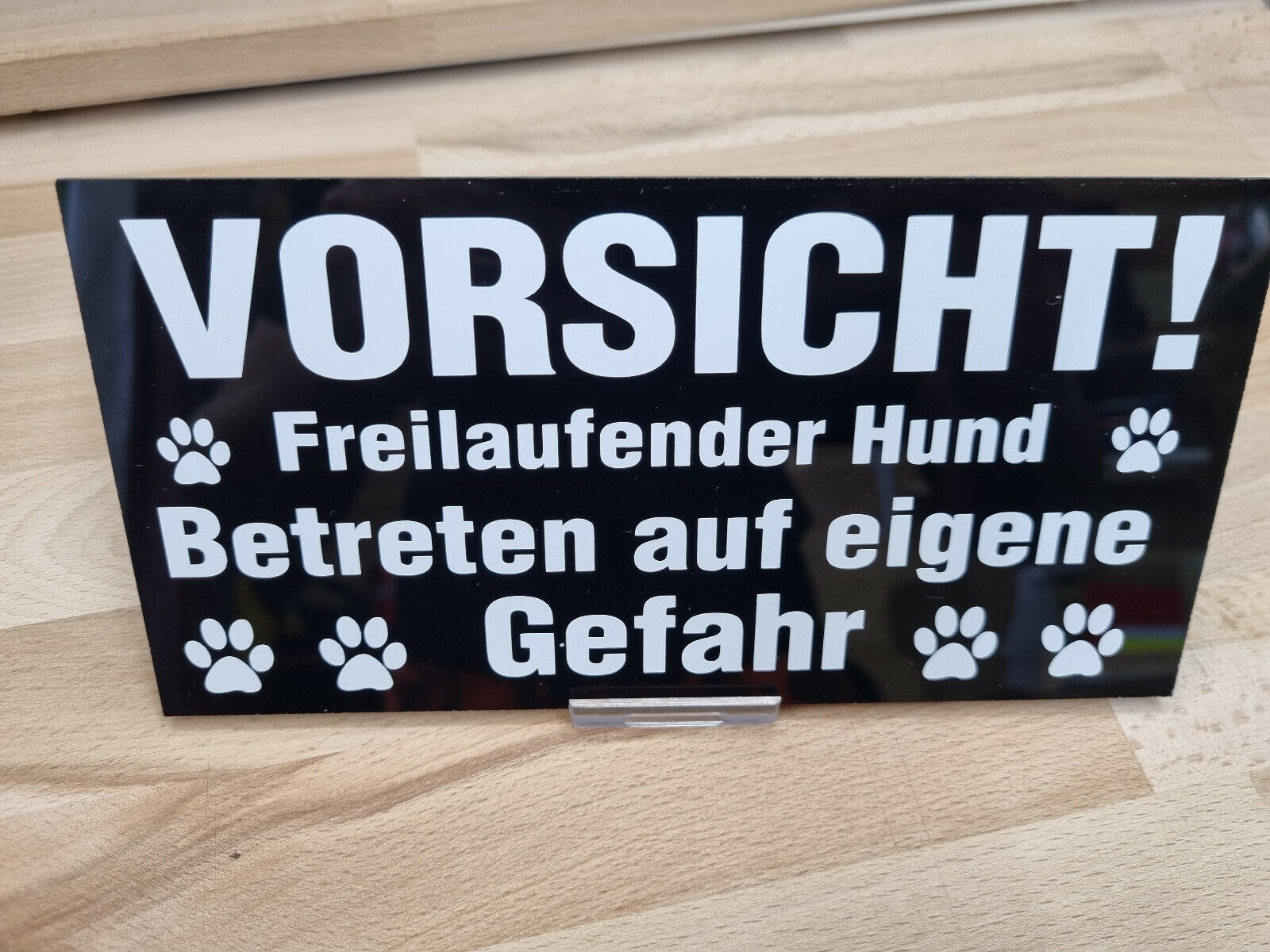Achtung Freilaufender Hund Schild Schilder Acrylglas Schwarz 20x10 Aluverbund