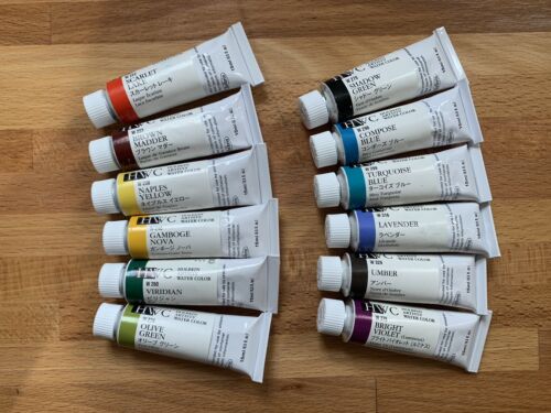 NEW HOLBEIN WATERCOLOR SET - MIXED LOT 12 UNOPENED TUBES 15m