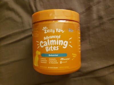 Zesty Paws Calming Bites for Dogs Behavior 90 Soft Chews Pet Treats  09/24