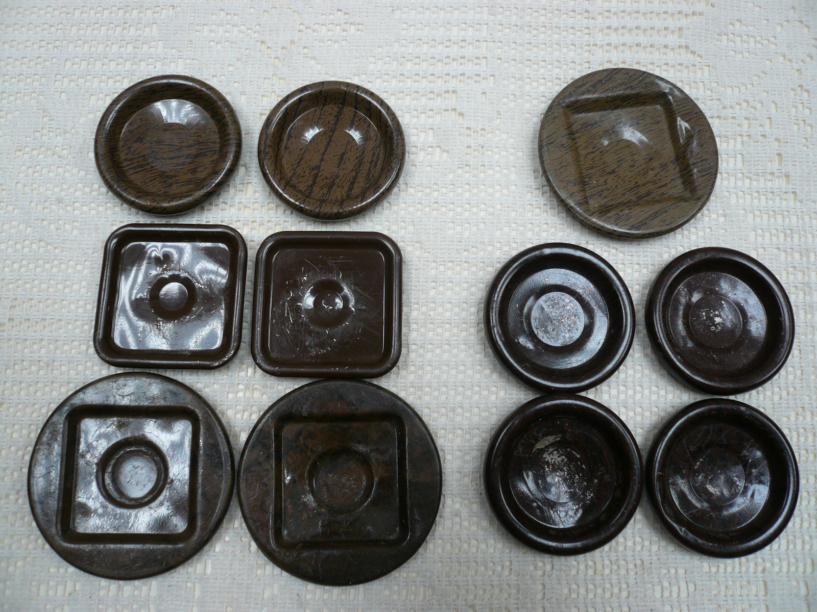 Vtg Lot 11 Furniture Caster Floor/Scratch Protectors Metal 2/Carpet Loop Bottom