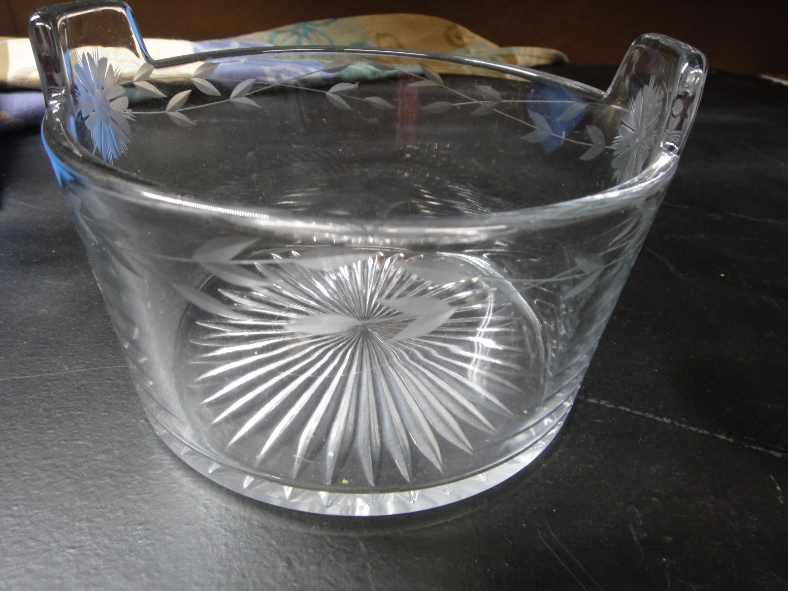 Vtg./Antique Glass Ice Bucket w/Holder-Holland Ware-Payne & Baker Mfg. Co.