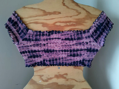 NWOT Multi-Color Ty-Dye Gathered Elastic Off The Shoulder Crop Top Sz L By PINK
