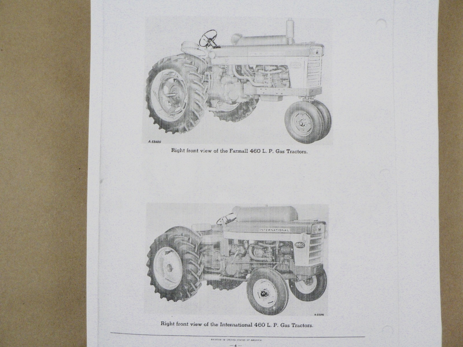 Service Parts Catalog International Harvester Farmall TC-75 460 Tractors