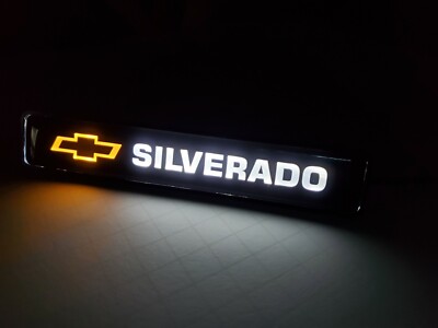 1PCS SILVERADO LED Logo Light Car For Front Grille Badge Illuminated Decal 
