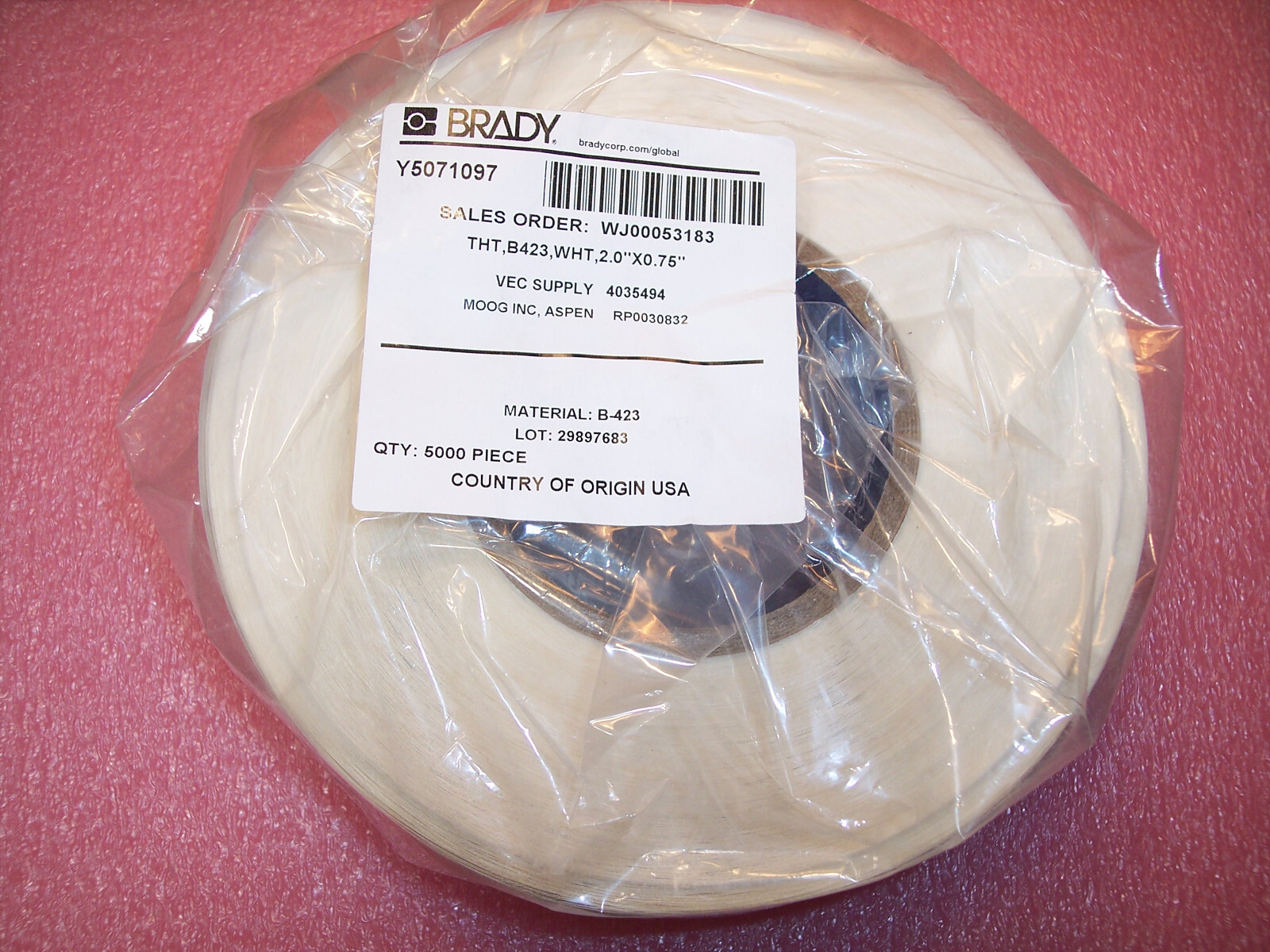 SQUARELINE☆Brady BRADY THT-B423-WHT GLOSSY WHITE POLYESTER LABELS 2