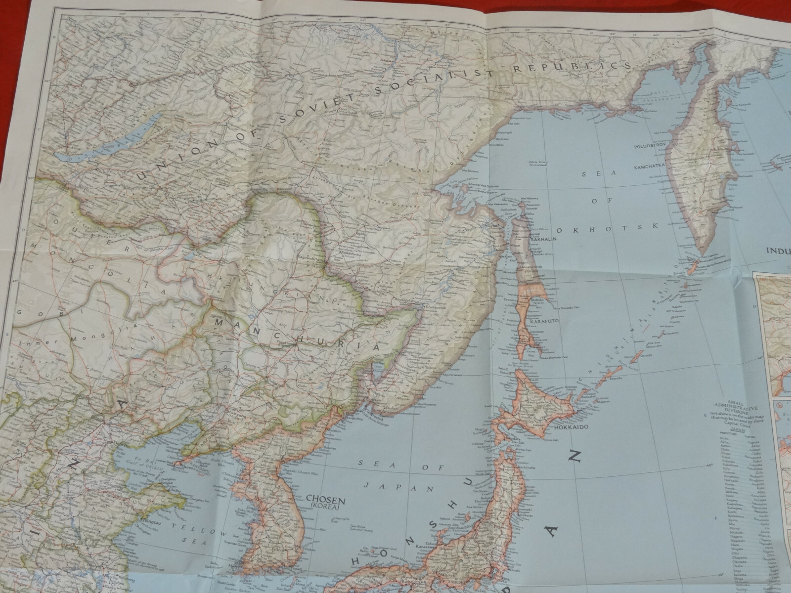 VINTAGE JAPAN AND ADJACENT REGIONS OF ASIA MAP National Geographic April 1944