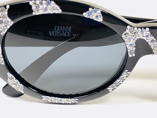 Vintage Versace 480 Sunglasses Cat Eye Swarovski Crystal Medusa Rare Italy Glam