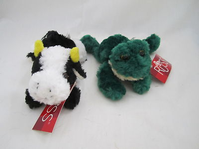 Lot 2 Russ Berrie Softies - Cow & Frog NEW 